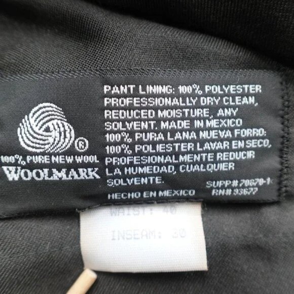 Stafford Tuxedo Suit Mens 48 Regular Black Wool Blend Formal Wear 2 Piece Set - Picture 14 of 15